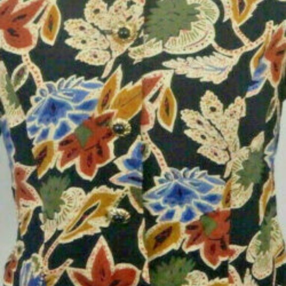 Peri Petites Women's Button Front Shirt Size 8 Black Blue Sleeve Shirt (SS062) - Picture 6 of 10